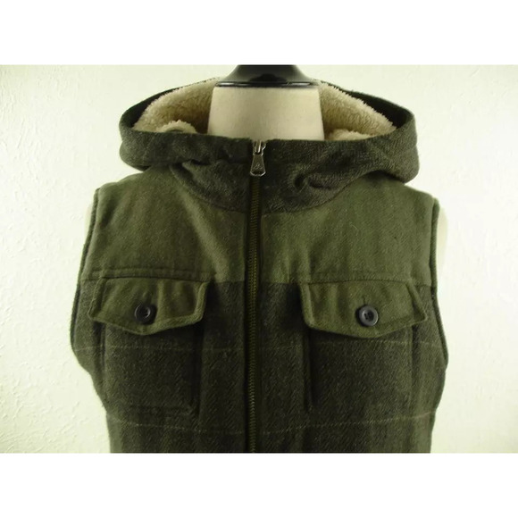 prAna Women's M Ava Vest Jacket Hooded Insulated Full-Zip Cargo Green Wool Blend - Picture 3 of 10